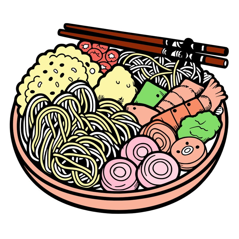 a plate full of chinese food and south korean and japanese