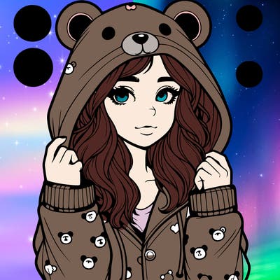 realistic girl in a animal pjs hoodie