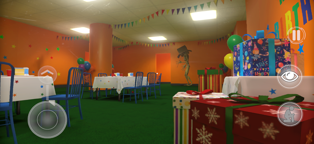 Backrooms: Level Fun - 선물과 괴물이 있는 Backrooms Level Fun의 음산한 파티 방 게임 플레이.