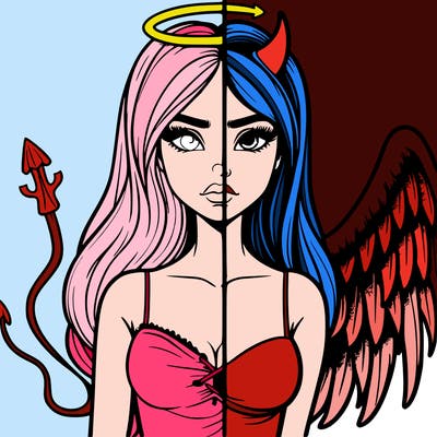 devil vs angel realistic girl