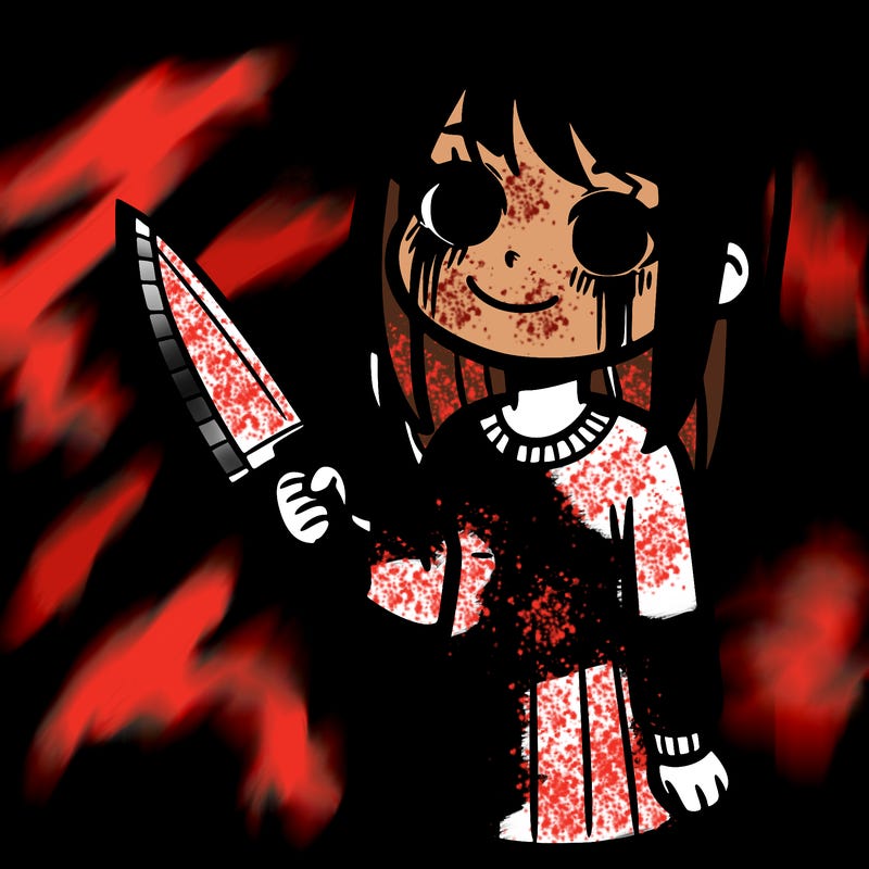 psychopath girl with knife