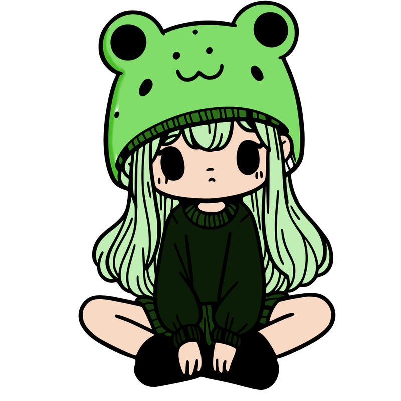 a girl wearing a frog hat and some frog socks
