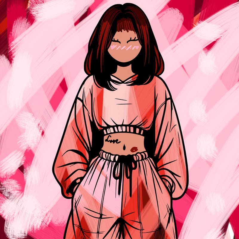 realistic girl faceless with baggy pants and a crop top