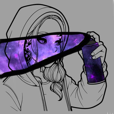 a realistic girl, spray painting