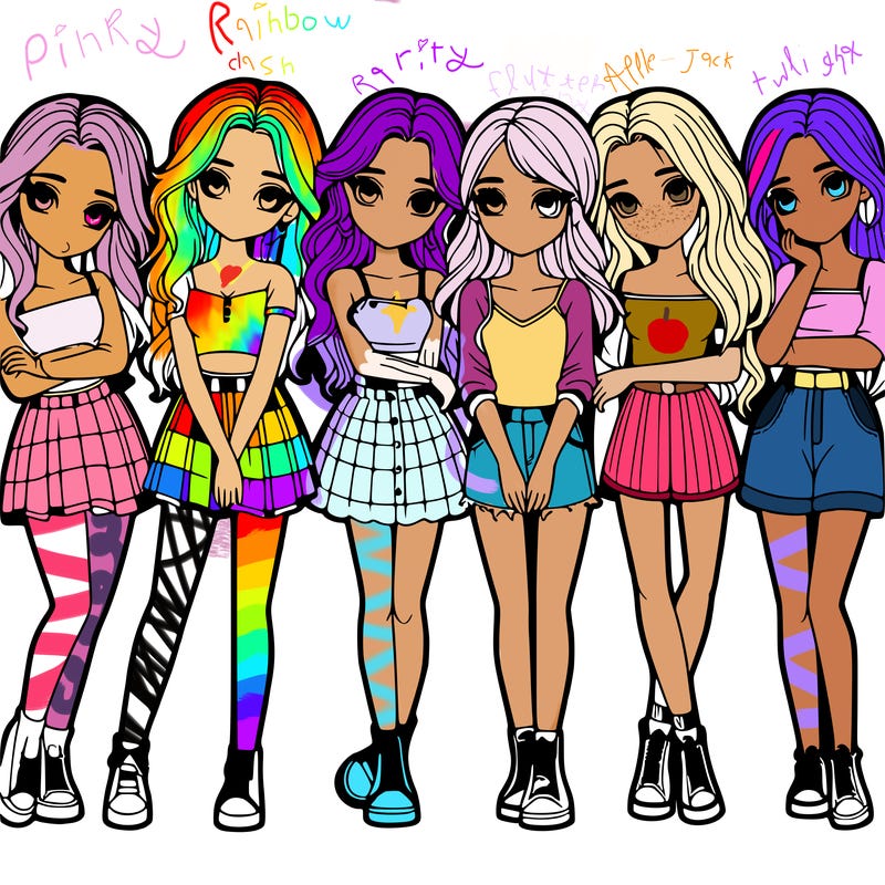 a group of girls realistic