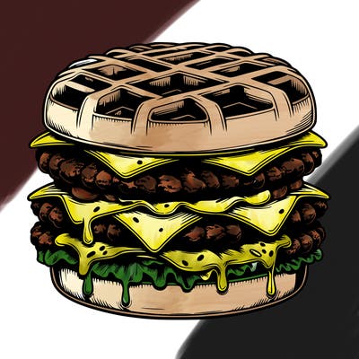 realistic waffle burger