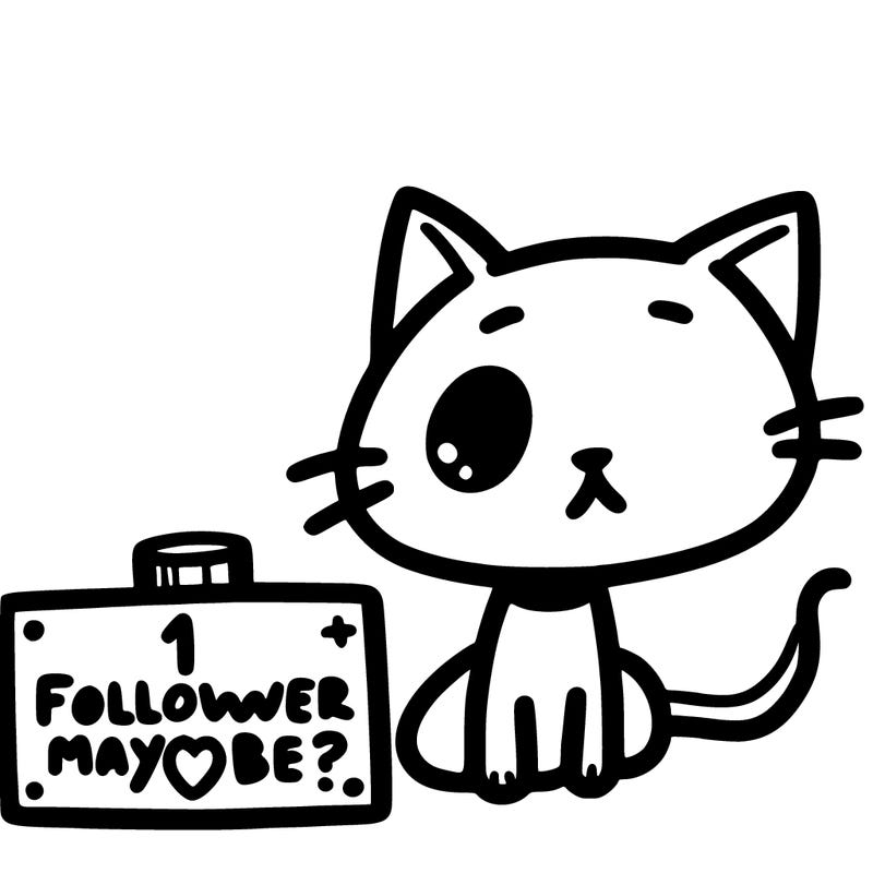 a cat with a sign that says 1 follower maybe?