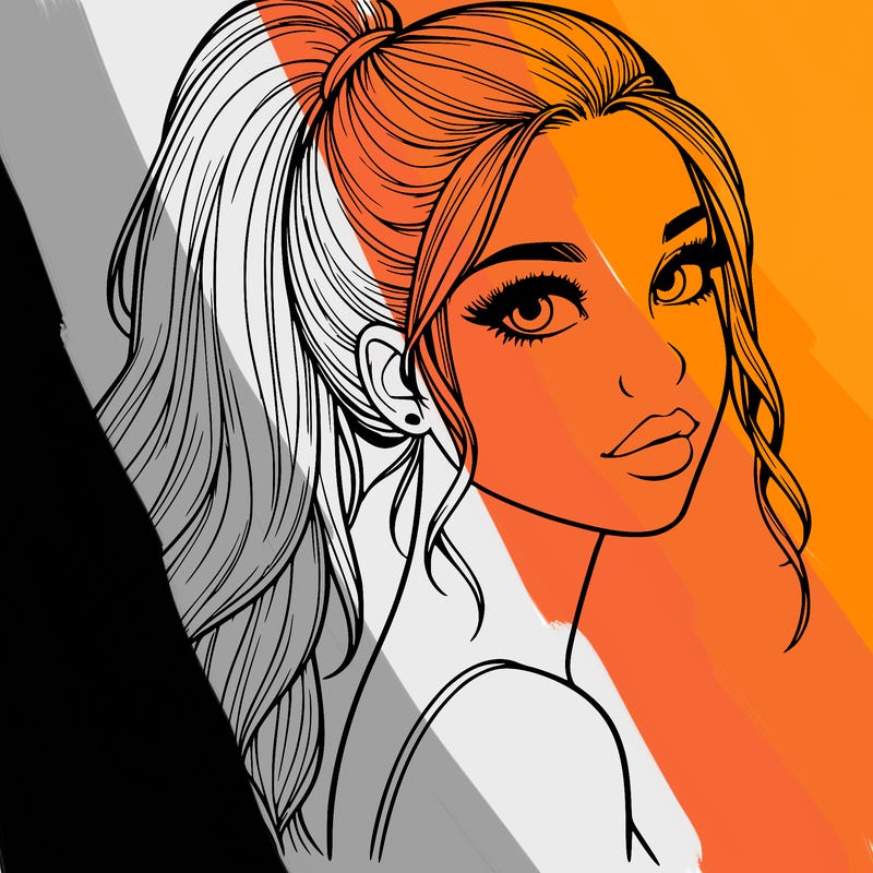 realistic pretty girl with high pony tail