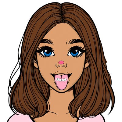 realistic girl with her tongue out