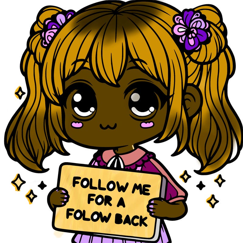 cute girl with a sign that says follow me for a follow back