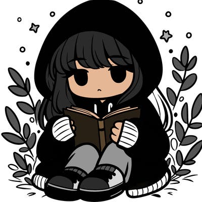 girl in oversized hoodie reading a book