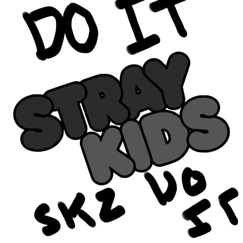 bubble letters saying stray kids