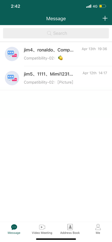Lao G-Chat - Lao G-Chat mobile App zeigt Nachrichtenverlauf und Navigationsmenü an