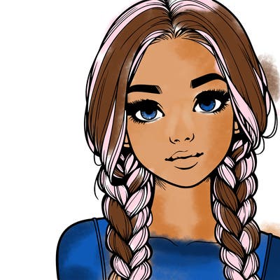 realistic girl with braids