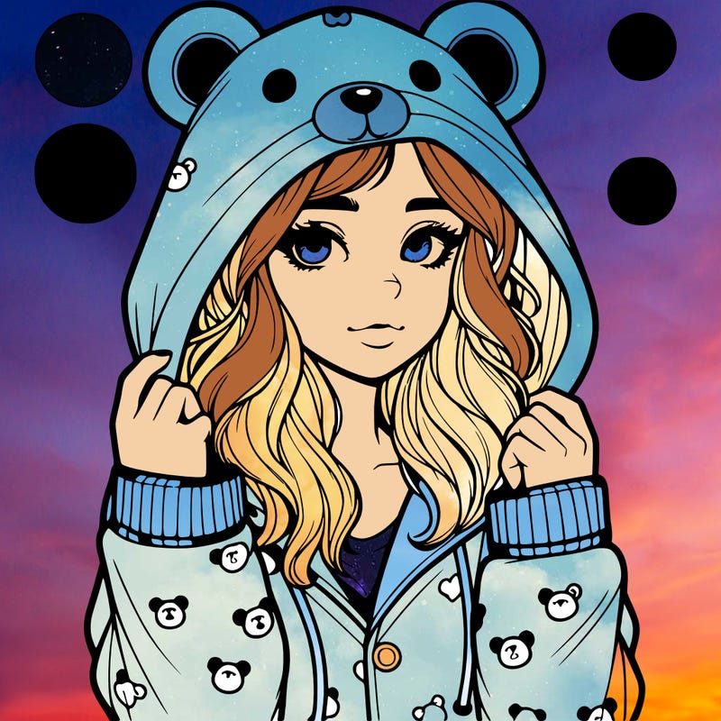 realistic girl in a animal pjs hoodie