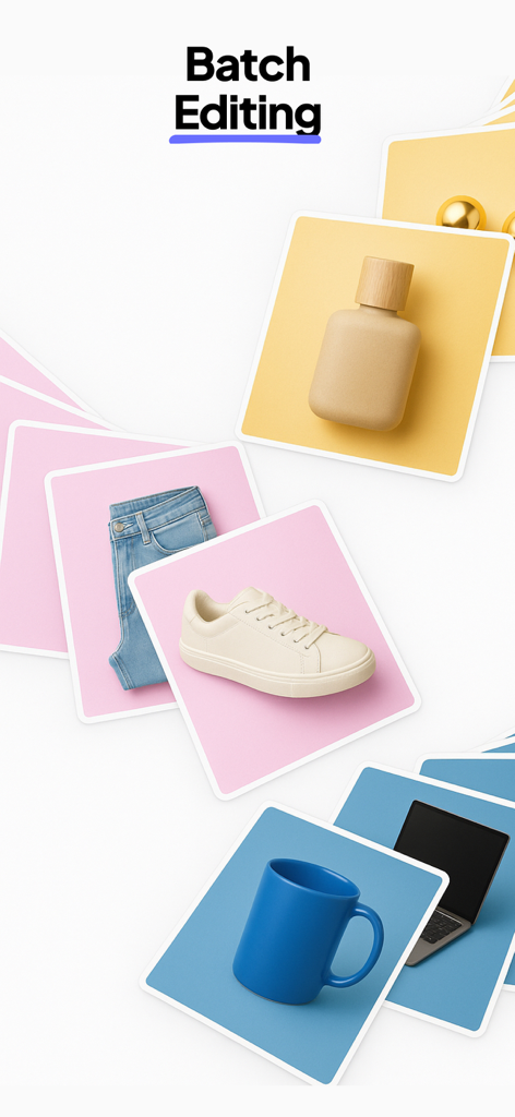 Batch editing multiple product photos with clean backgrounds for e-commerce