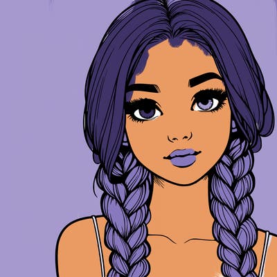 realistic girl with braids