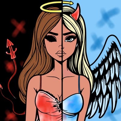 devil vs angel realistic girl