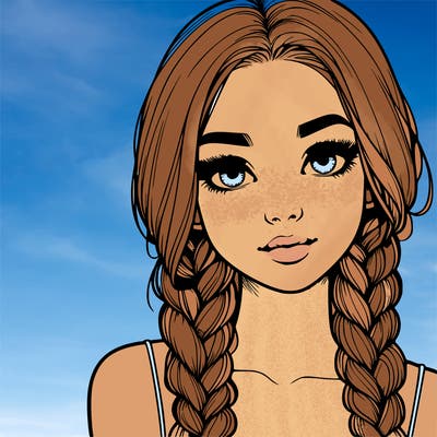 realistic girl with braids