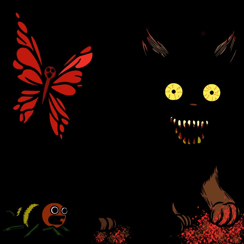 terrifying dog with a butterfly