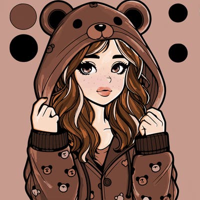 realistic girl in a animal pjs hoodie
