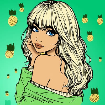 realistic girl with bangs looking over her shoulder