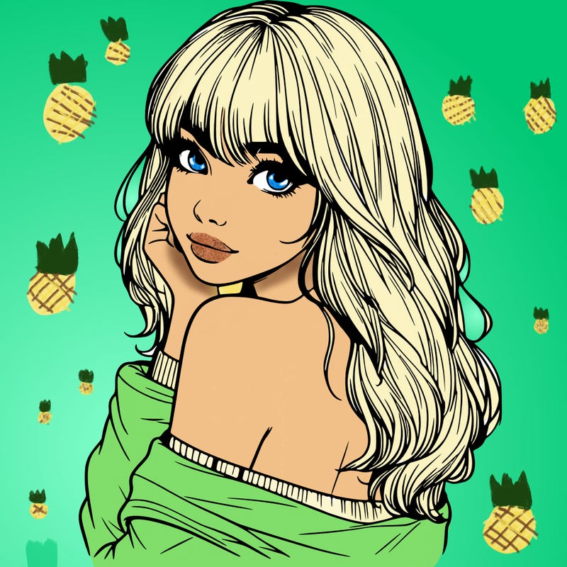 realistic girl with bangs looking over her shoulder