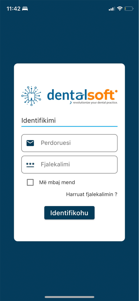 DentalSoft - Pantalla de inicio de sesión de la aplicación de gestión de clínicas dentales DentalSoft