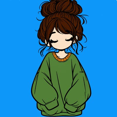 girl with baggy sweatshirt and messy bun