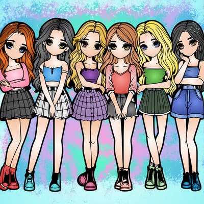 a group of girls realistic