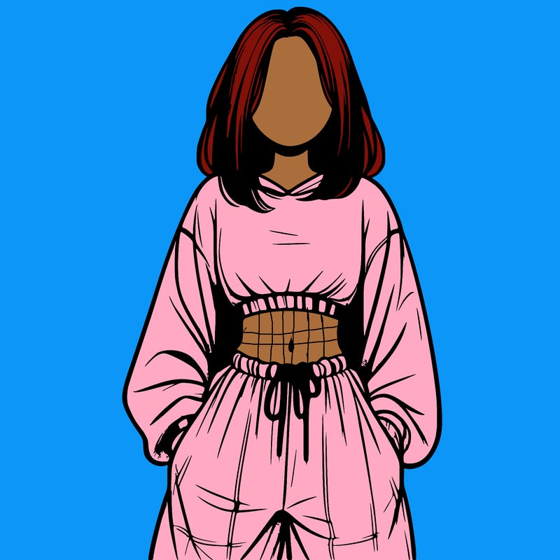 realistic girl faceless with baggy pants and a crop top