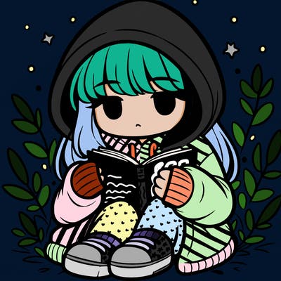 girl in oversized hoodie reading a book