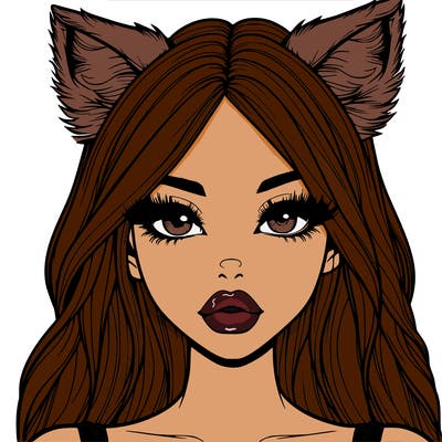 realistic girl with fox ears and realistic lips