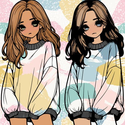 realistic girl with baggy sweater