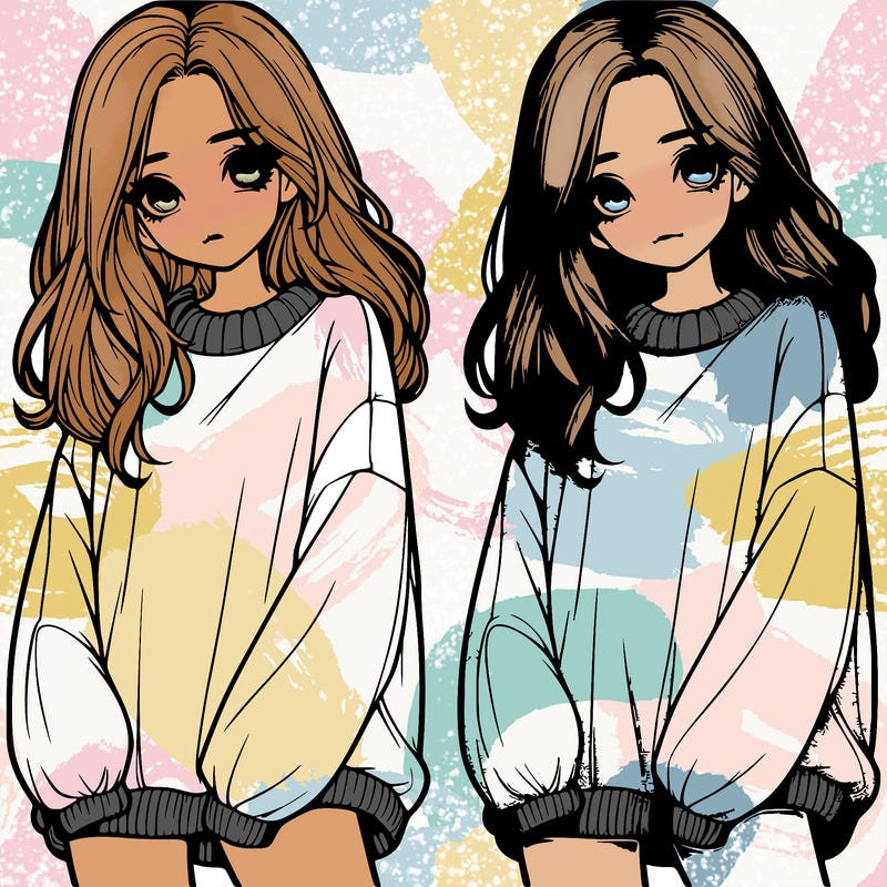 realistic girl with baggy sweater