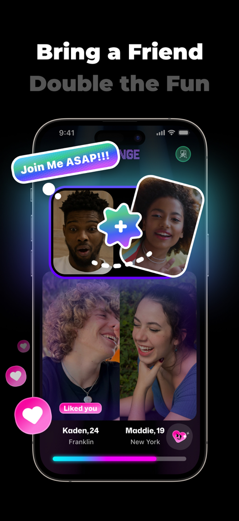 Captura de pantalla de la app KnocKnock mostrando la función Modo Equipo para el descubrimiento social con amigos