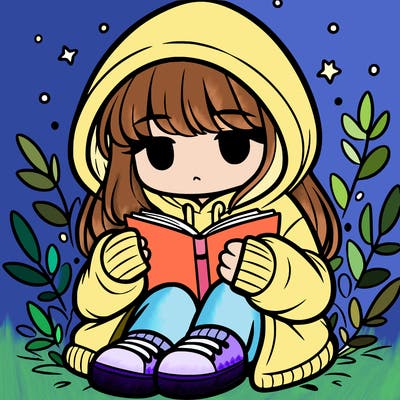 girl in oversized hoodie reading a book