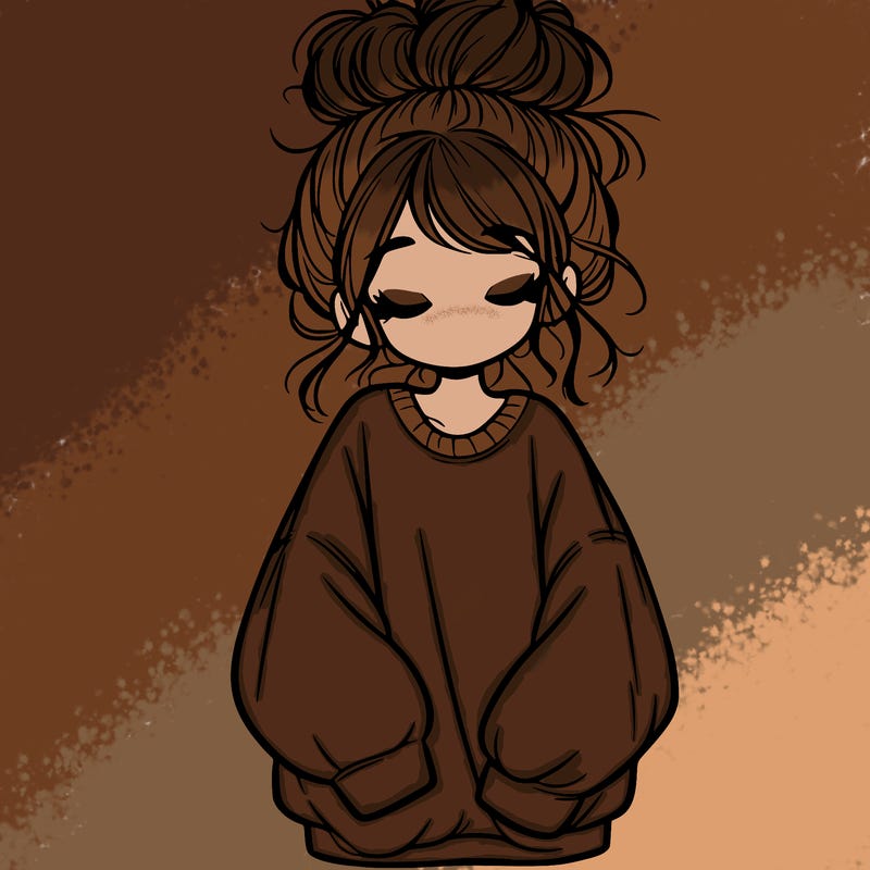 girl with baggy sweatshirt and messy bun