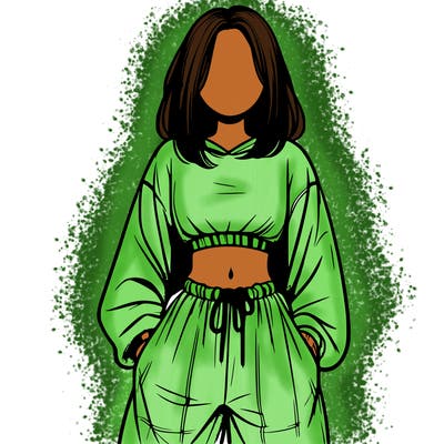 realistic girl faceless with baggy pants and a crop top