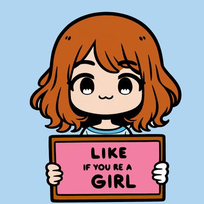 a cute girl holding a sign that says like if you’re a girl