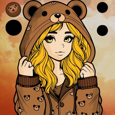 realistic girl in a animal pjs hoodie