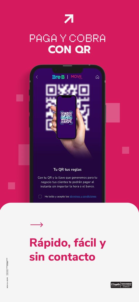 MOVii - Pantalla móvil que muestra la interfaz de pago con código QR de la aplicación MOVii para transacciones rápidas y sin contacto