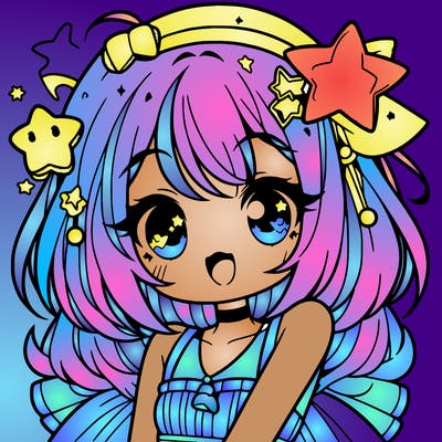 cute anime girl with star accessories