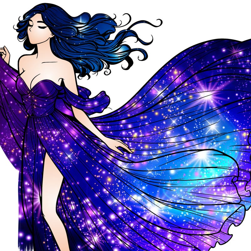 realistic woman in dress flowing the the wind