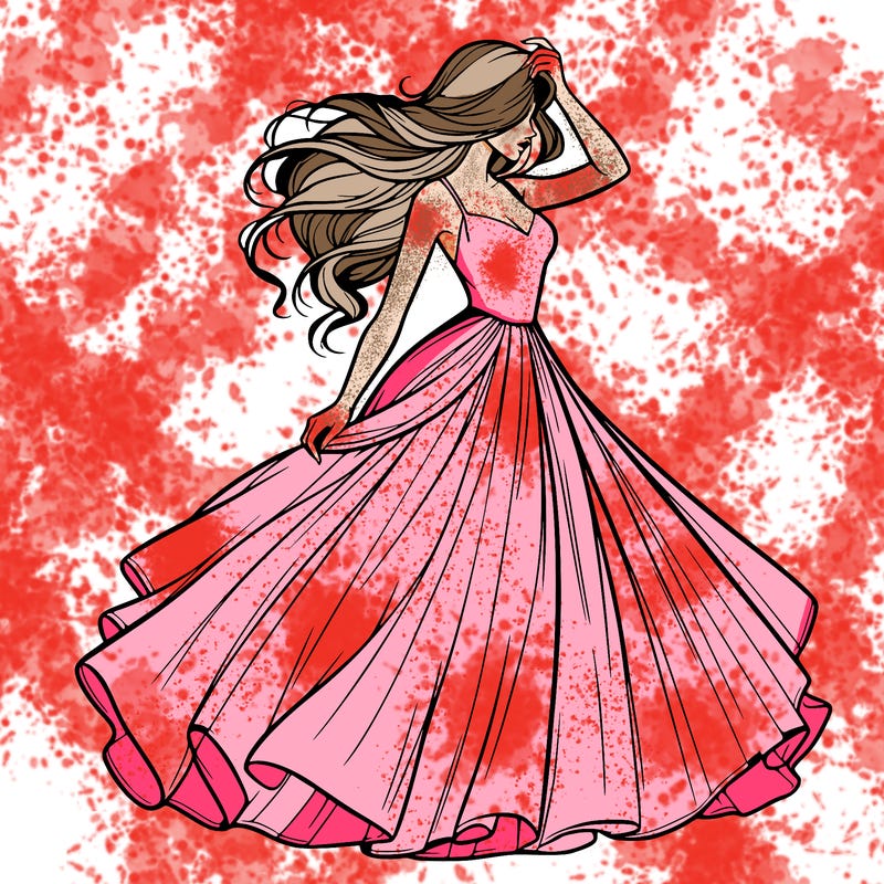 realistic woman with dress flowing in the wind