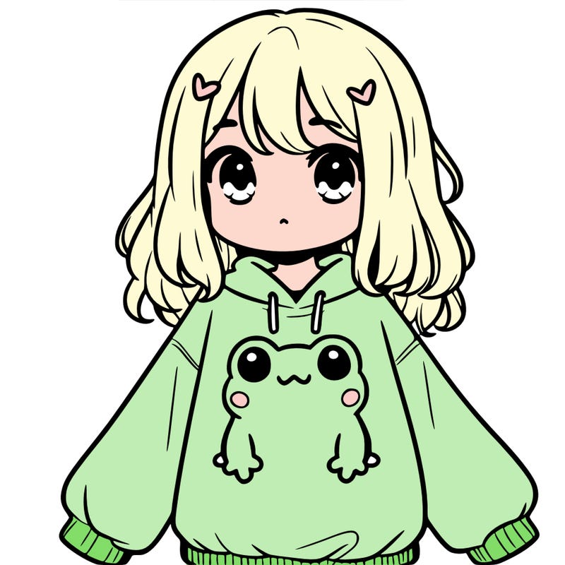 girl wearing frogging sweatshirt