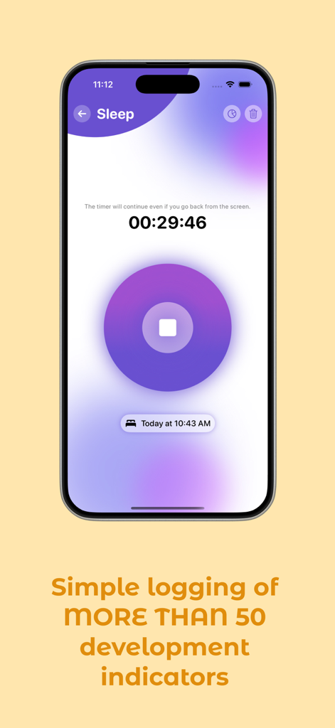 Baby Tracker - Newborn Diary - Baby Tracker app interface showing a sleep timer for a newborn
