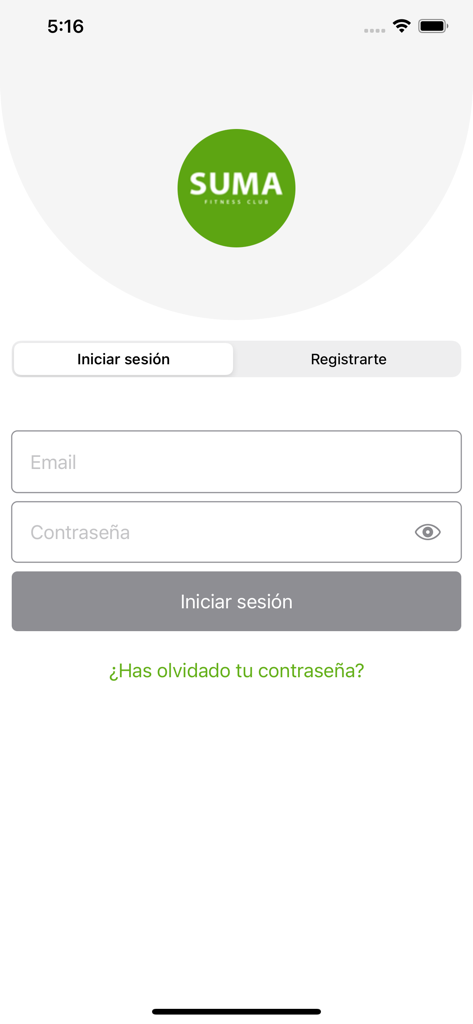 SUMA FITNESS CLUB - SUMA Fitness Club app login screen with email and password fields