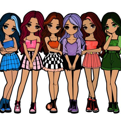 a group of girls realistic