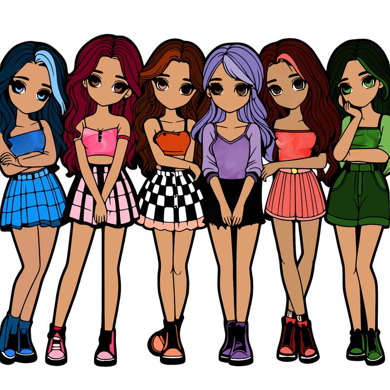 a group of girls realistic